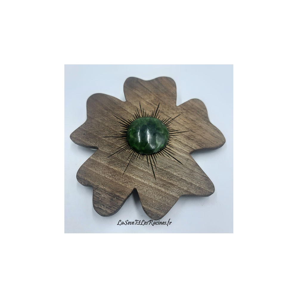 Barrette pince a cheveux artisanale en bois vert