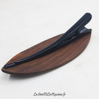 Barrette pince cheveux lezard gecko pince canard bois noyer artisanal