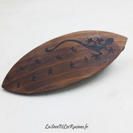 Barrette pince cheveux lezard gecko pince canard bois noyer artisanal