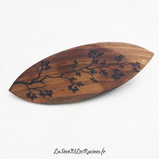 Barrette pince cheveux branche arbre feuilles pince canard bois artisanale