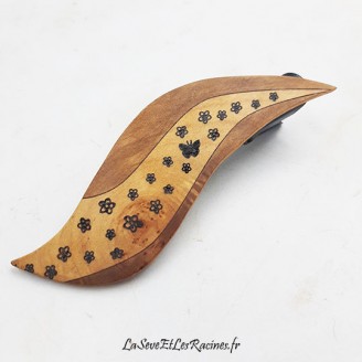Barrette pince cheveux fleurs papillon pince canard bois artisanale