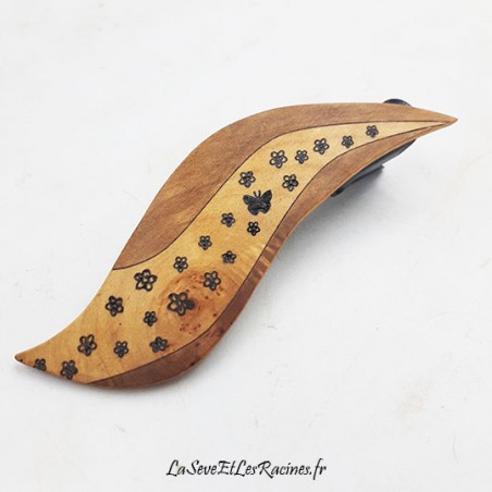 Barrette pince cheveux fleurs papillon pince canard bois artisanale