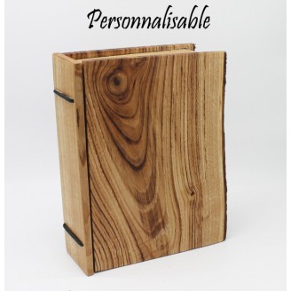 Boîte livre en bois de châtaignier personnalisée