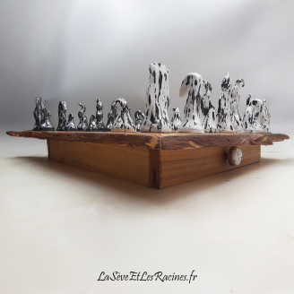 Jeu d'echec de luxe en bois et ceramique émaillée, fabrication artisanale france, bio et original, live edge