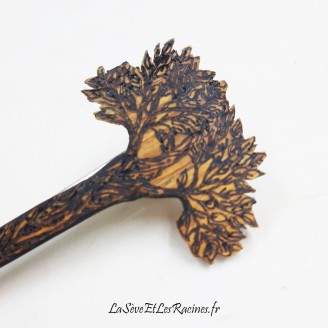 Barrette pince cheveux arbre feuilles pince canard bois artisanale