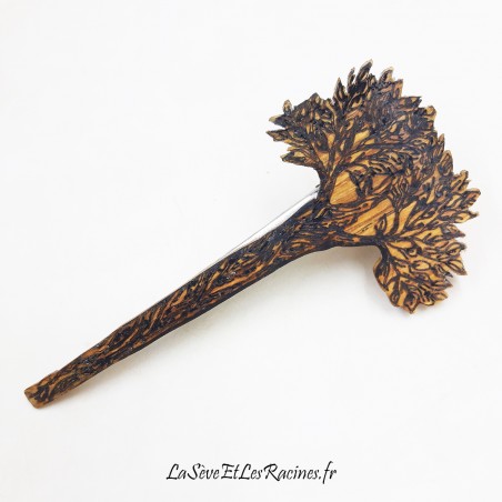 Barrette pince cheveux arbre feuilles pince canard bois artisanale
