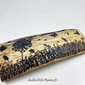 Barrette pince a cheveux en bois fabrication artisanale, nature champêtre, biologique écologique