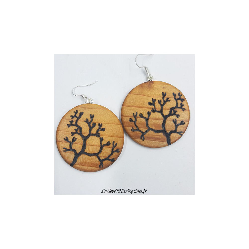Boucles d'oreilles bois arbre