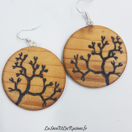 Boucles d'oreilles bois arbre