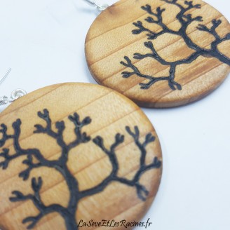 Boucles d'oreilles bois arbre
