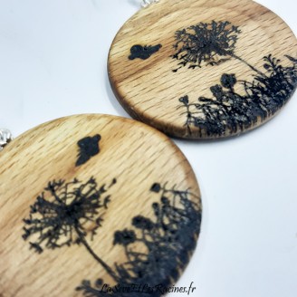 Boucle d'oreilles bois pissenlit