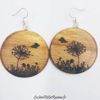 Boucle d'oreilles bois pissenlit