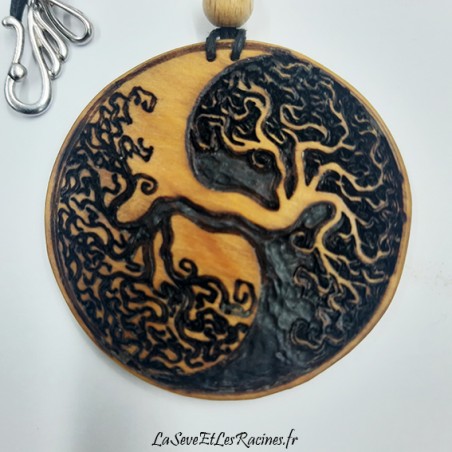 collier bois artisanal arbre yin yang