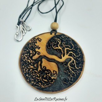 collier bois artisanal arbre yin yang