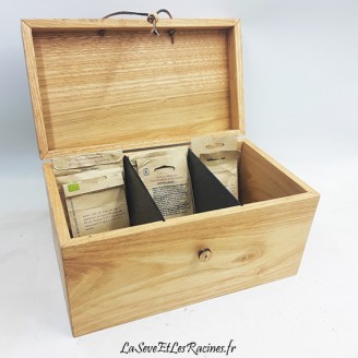 Boite à graines sachet bio ecologique en bois grand modele pyrogravée deux arbres