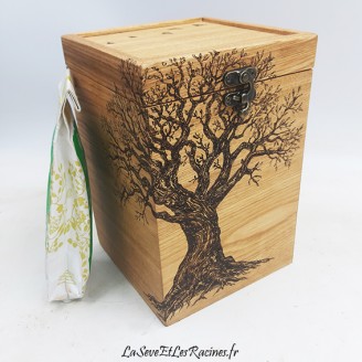 Boite à thé vrac sachet bio ecologique en bois grand modele