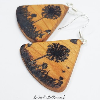 boucles oreilles champs pappillon pissenlit bois