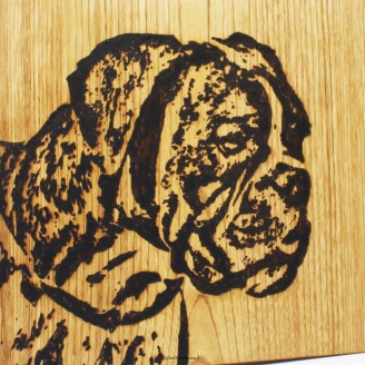 Photo chien gravée sur bois artisanal souvenir bio