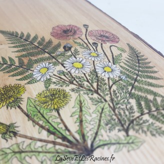 Livre d'or mariage gravé à la main fleurs