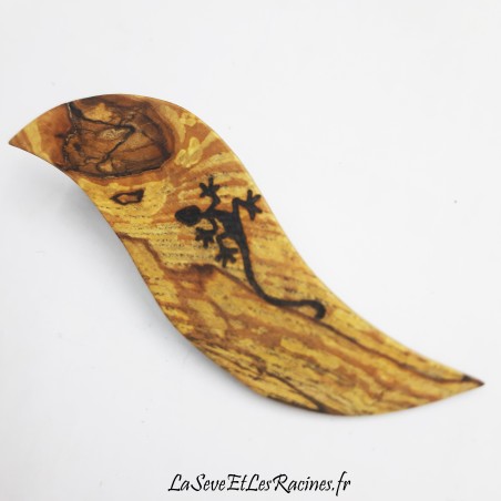 Barrette pince cheveux lézard gecko salamandre pince canard bois artisanale