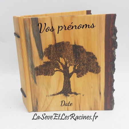 Livre d'or carnet en bois bio artisanal personnalisable arbre