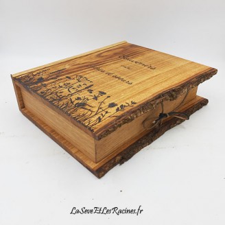 Boîte en bois en forme de livre personnalisée fabrication artisanale
