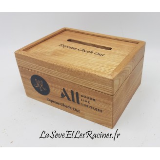 urne checkout en bois massif personnalisée logo - fabrication artisanale francaise