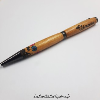 Stylo à bille en bois herbes et fleurs rechargeable personnalisable fabrication artisanale francaise