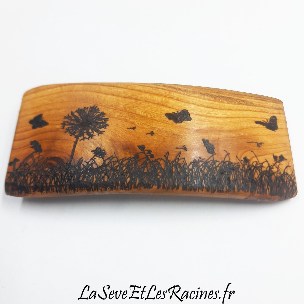 Barrette pince a cheveux en bois fabrication artisanale, nature champêtre, biologique écologique