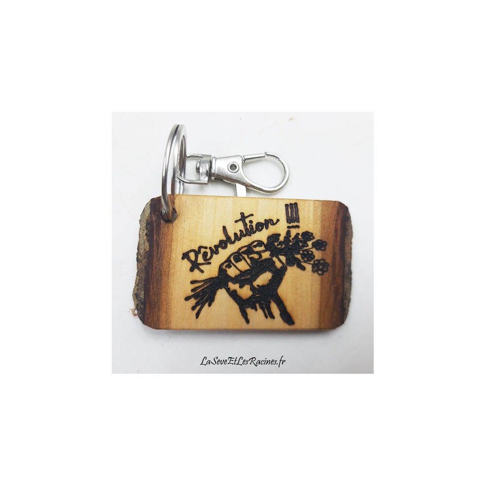 porte cle revolution bois artisanal personnalisable