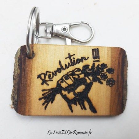 porte cle revolution bois artisanal personnalisable