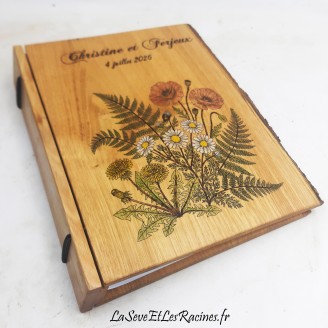 Livre d'or en bois personnalisé mariage nature