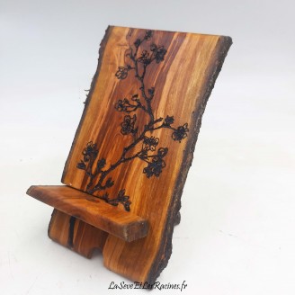 Support téléphone en bois de pêcher personnalisé