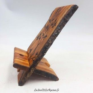 Support téléphone smartphone artisanal en bois personnalisable