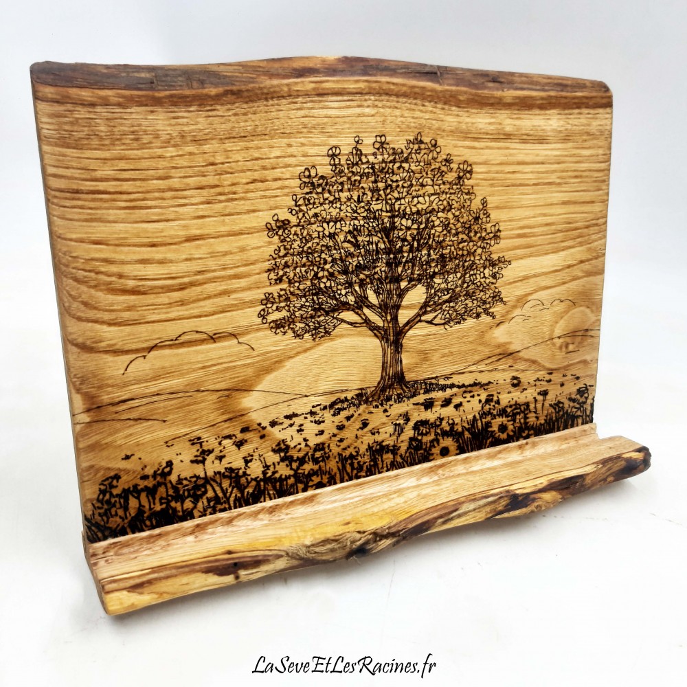 Support tablette et ordinateur hybride 12 ou 13 pouces en bois fabrication artisanale