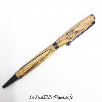 Stylo bille en bois de hêtre pyrogravé avec motif lézard