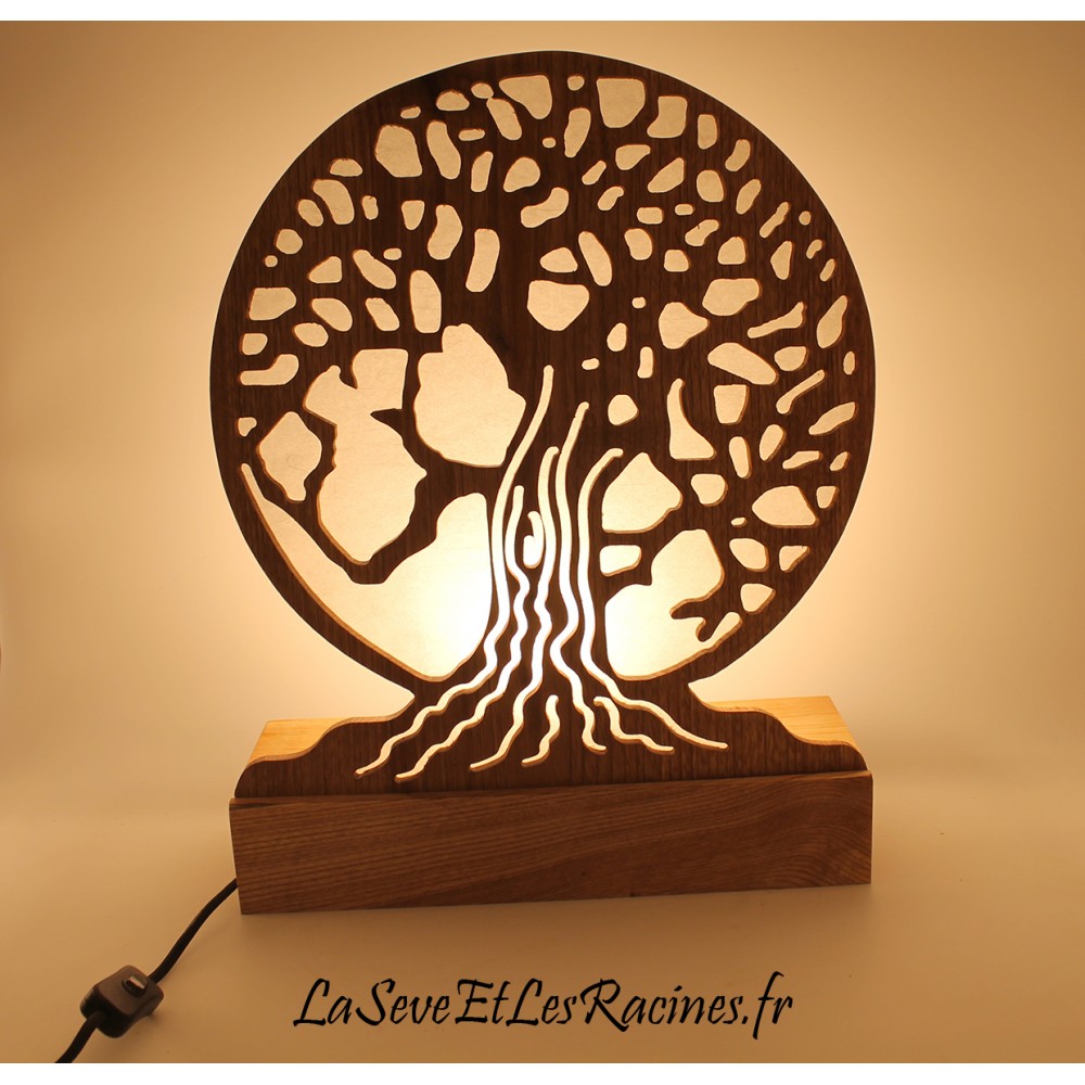 Lampe en bois effet ombre chinoise - création artisanale française