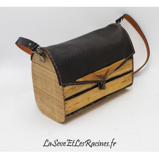 Sac à main en bois et cuir, fabrication artisanale française