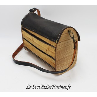 Sac à main en bois et cuir, fabrication artisanale française