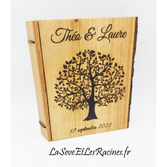 Livre d'or en bois personnalisé arbre fabrication artisanale ecologique bio