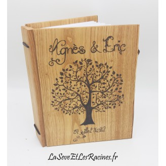 Livre d'or en bois personnalisé arbre fabrication artisanale ecologique bio