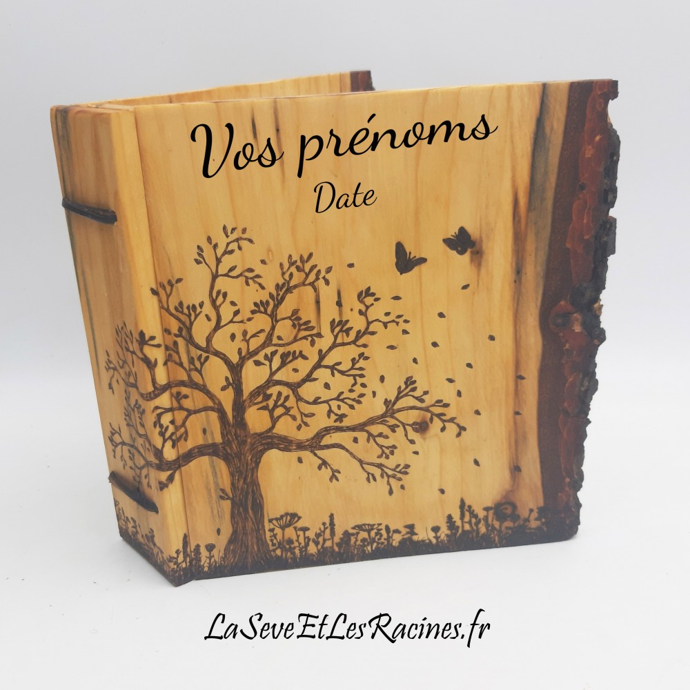 Livre d'or arbre personnalisable en bois fabrication artisanale
