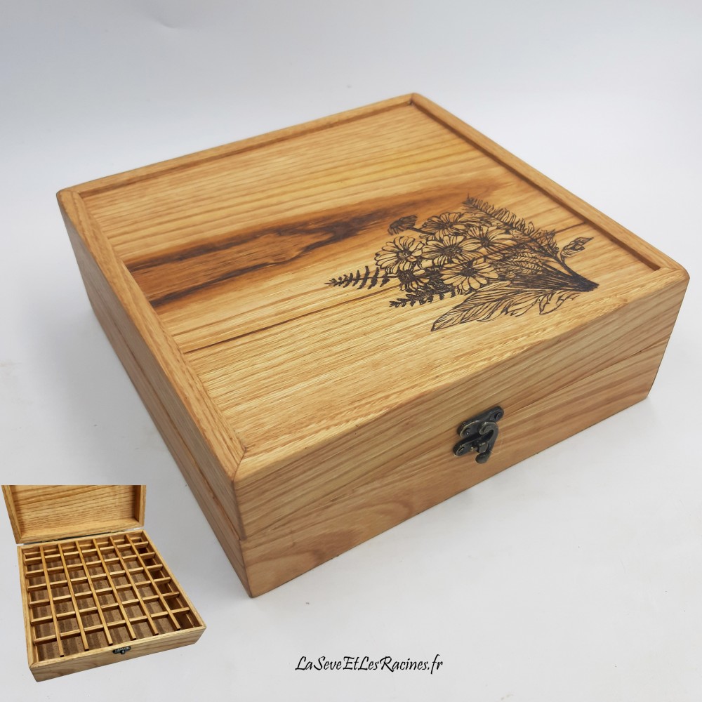 Boîte pour aromathérapie huiles essentielles en bois fabrication artisanale