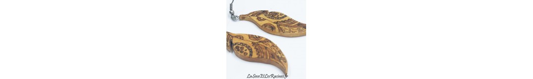 Boucles d'oreilles en bois | Bijoux artisanaux