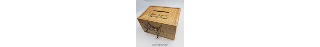 Boîte et urnes mariage en bois personnalisée | La Sève et les Racines