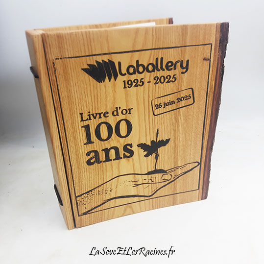 livre d'or anniversaire entreprise bois personnalisé logo artisanal