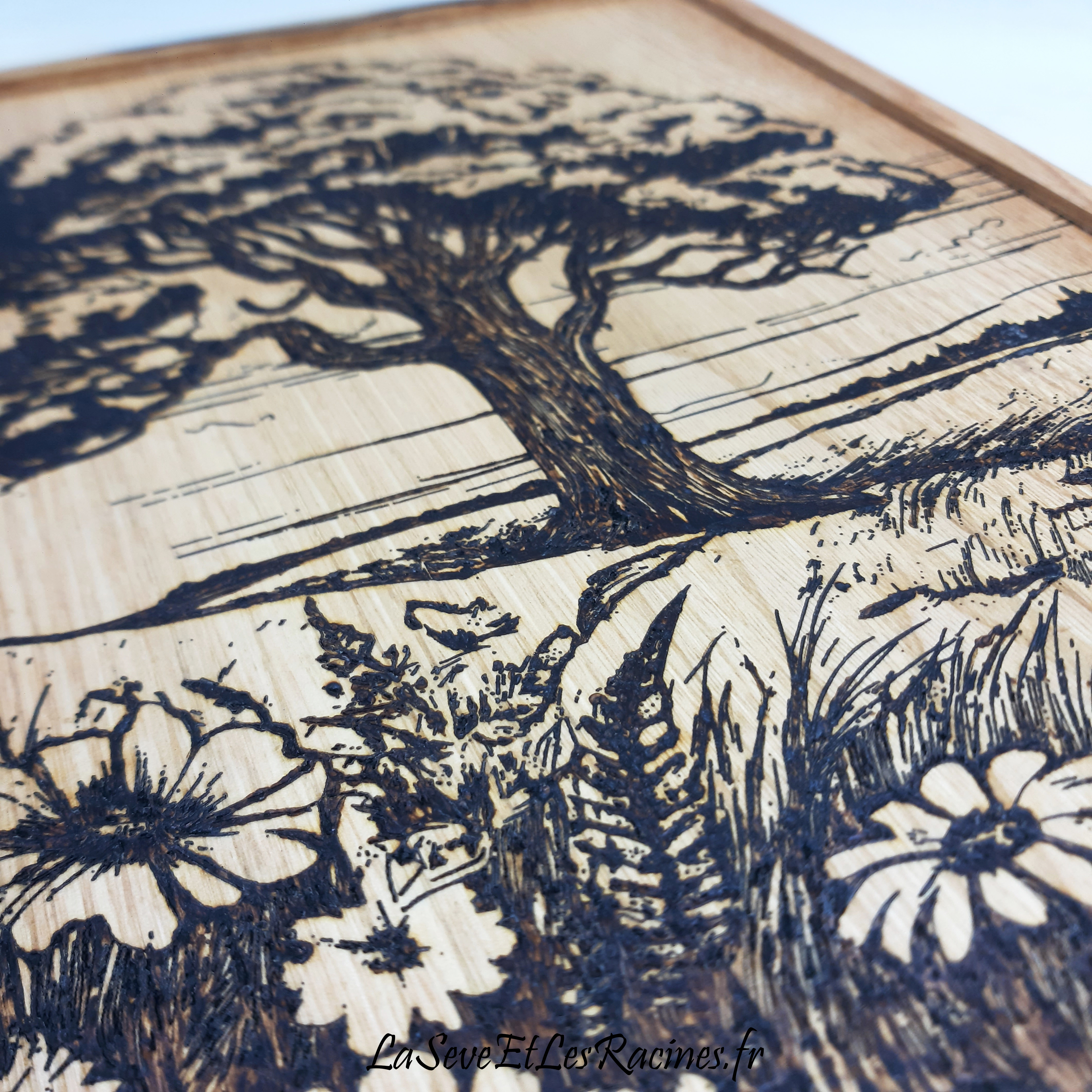 Boîte à clés en bois personnalisée pyrogravée arbre artisanale