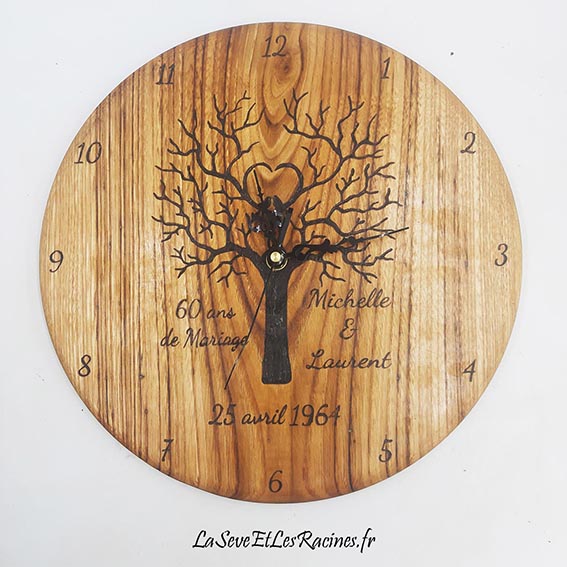 horloge personnalisée anniversaire de mariage noces de bois noces d'or