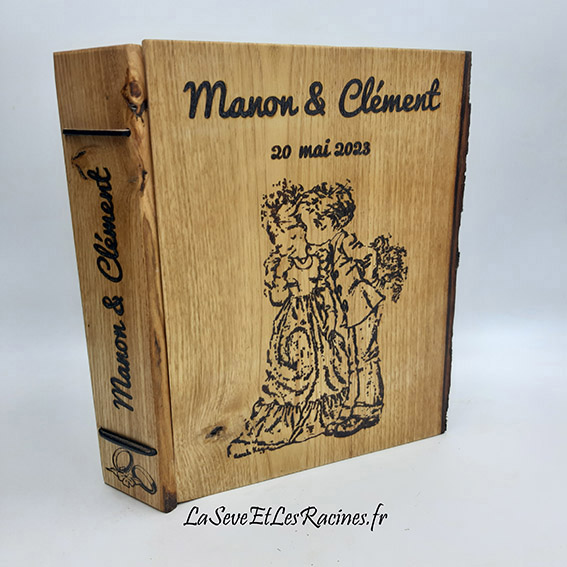 livre d'or pour mariage en cuir bois personnalise photo dessin sarahkay