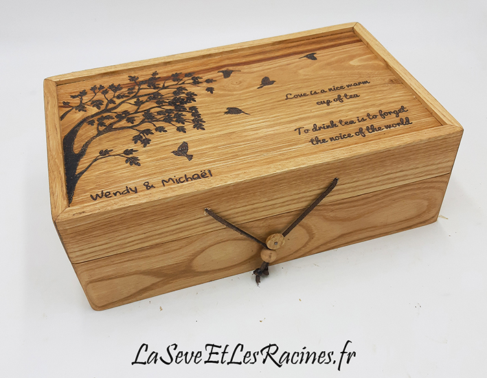 Boîte coffret en bois personnalisée sur mesure cadeau mariage